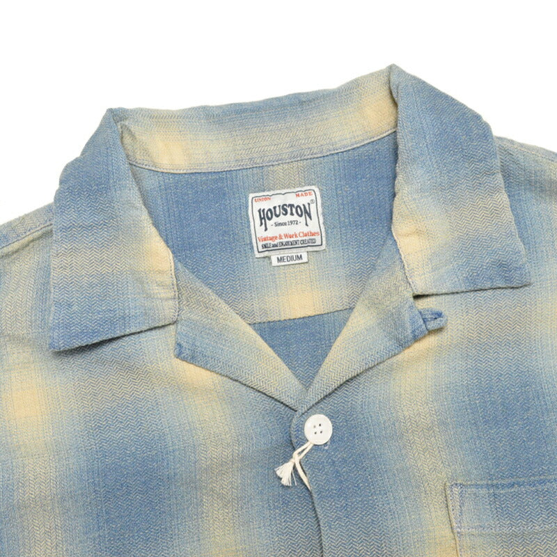 HOUSTON ヒューストン シャツ 41272 INDIGO HB OMBRE CHECK L/S SHIRT インディゴヘリンボーンオンブレーチェック