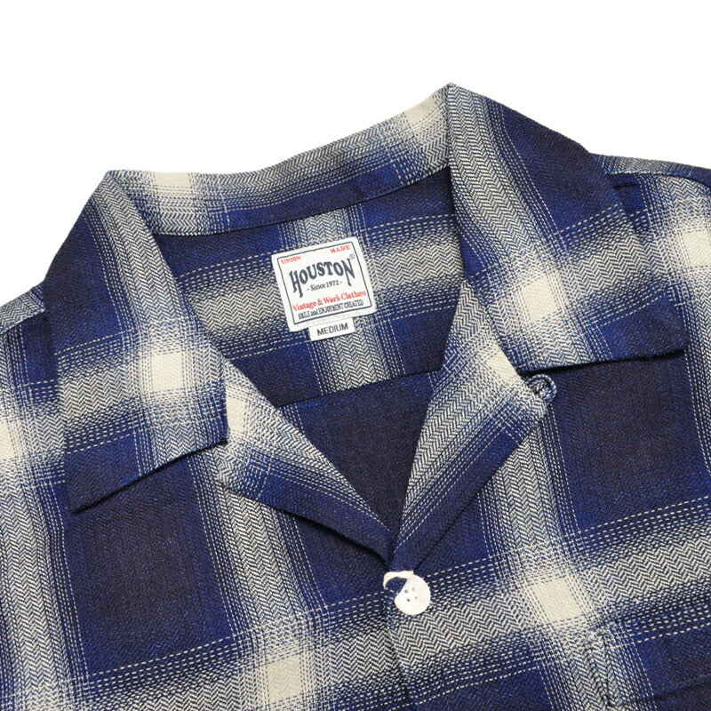 HOUSTON ヒューストン シャツ 41272 INDIGO HB OMBRE CHECK L/S SHIRT インディゴヘリンボーンオンブレーチェック