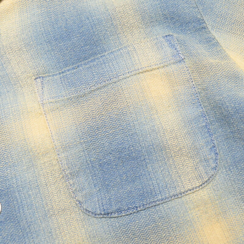 HOUSTON ヒューストン シャツ 41272 INDIGO HB OMBRE CHECK L/S SHIRT インディゴヘリンボーンオンブレーチェック