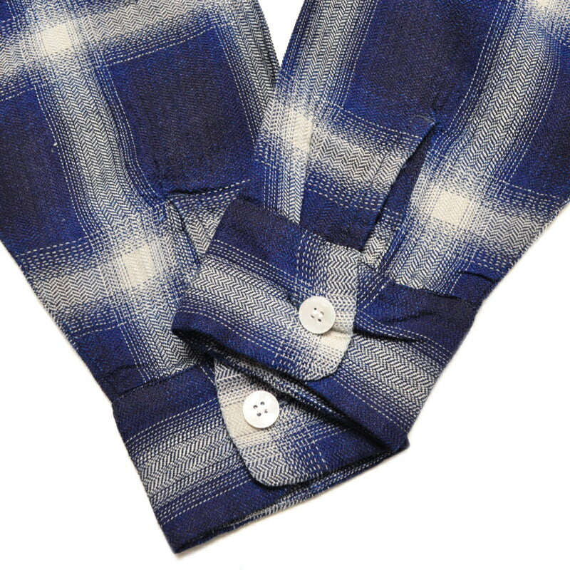 HOUSTON ヒューストン シャツ 41272 INDIGO HB OMBRE CHECK L/S SHIRT インディゴヘリンボーンオンブレーチェック