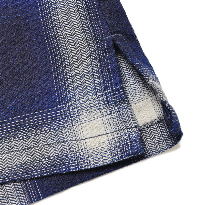 HOUSTON ヒューストン シャツ 41272 INDIGO HB OMBRE CHECK L/S SHIRT インディゴヘリンボーンオンブレーチェック