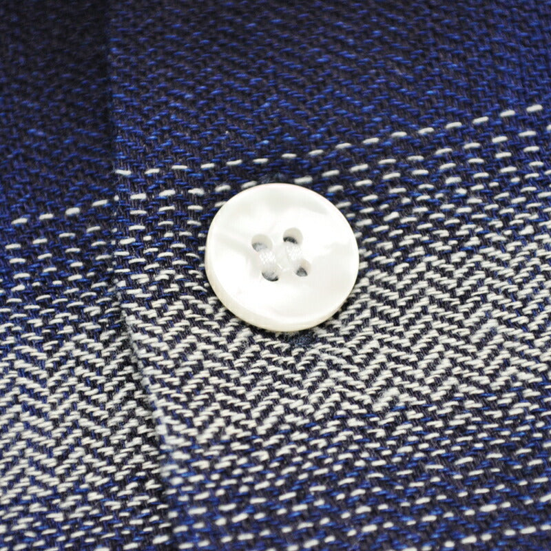 HOUSTON ヒューストン シャツ 41272 INDIGO HB OMBRE CHECK L/S SHIRT インディゴヘリンボーンオンブレーチェック