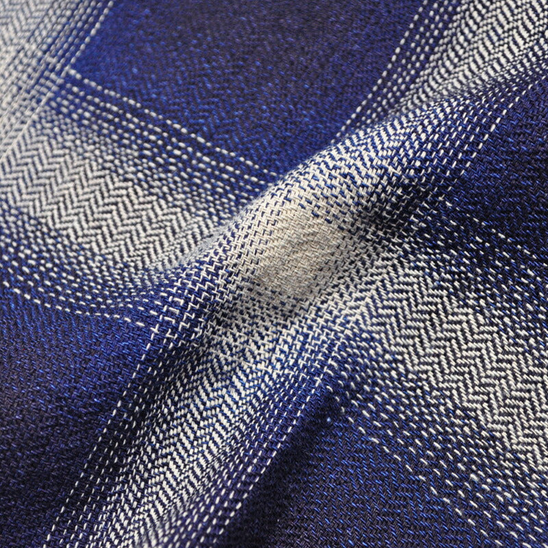 HOUSTON ヒューストン シャツ 41272 INDIGO HB OMBRE CHECK L/S SHIRT インディゴヘリンボーンオンブレーチェック