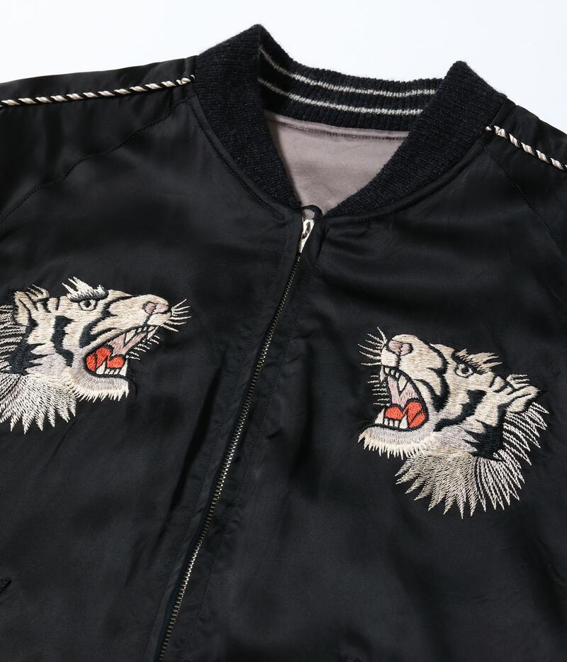 テーラー東洋 スカジャン TT15912-119 Late 1940s Style Acetate Souvenir Jacket KOSHO & CO. Special Edition WHITE TIGER × JAPAN MAP 港商 TAILOR TOYO