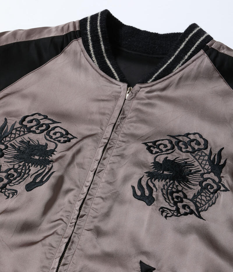 テーラー東洋 スカジャン TT15912-119 Late 1940s Style Acetate Souvenir Jacket KOSHO & CO. Special Edition WHITE TIGER × JAPAN MAP 港商 TAILOR TOYO