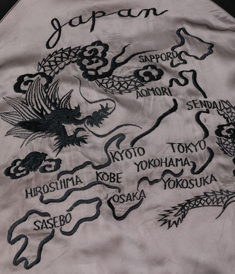テーラー東洋 スカジャン TT15912-119 Late 1940s Style Acetate Souvenir Jacket KOSHO & CO. Special Edition WHITE TIGER × JAPAN MAP 港商 TAILOR TOYO