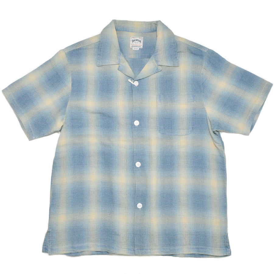 HOUSTON ヒューストン シャツ 41273 INDIGO HB OMBRE CHECK S/S SHIRT インディゴヘリンボーンオンブレーチェック