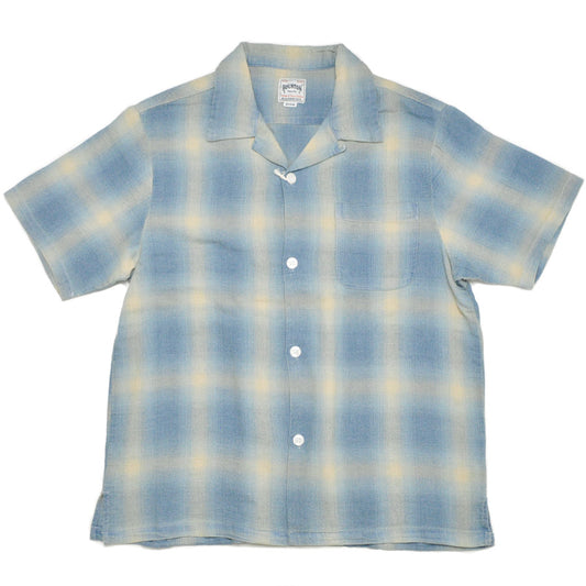 HOUSTON ヒューストン シャツ 41273 INDIGO HB OMBRE CHECK S/S SHIRT インディゴヘリンボーンオンブレーチェック