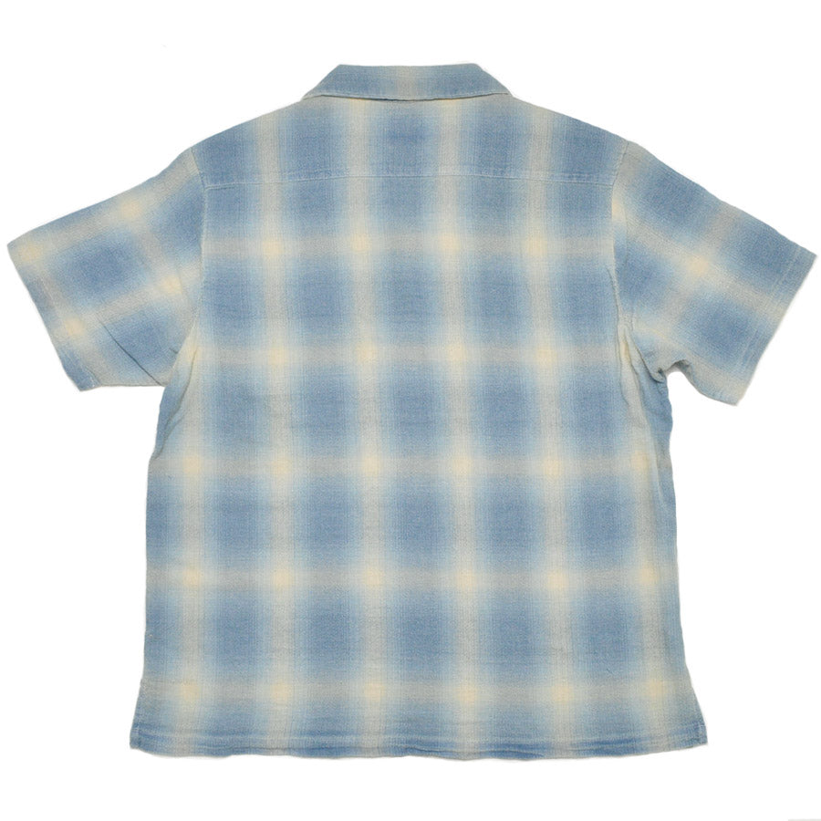 HOUSTON ヒューストン シャツ 41273 INDIGO HB OMBRE CHECK S/S SHIRT インディゴヘリンボーンオンブレーチェック