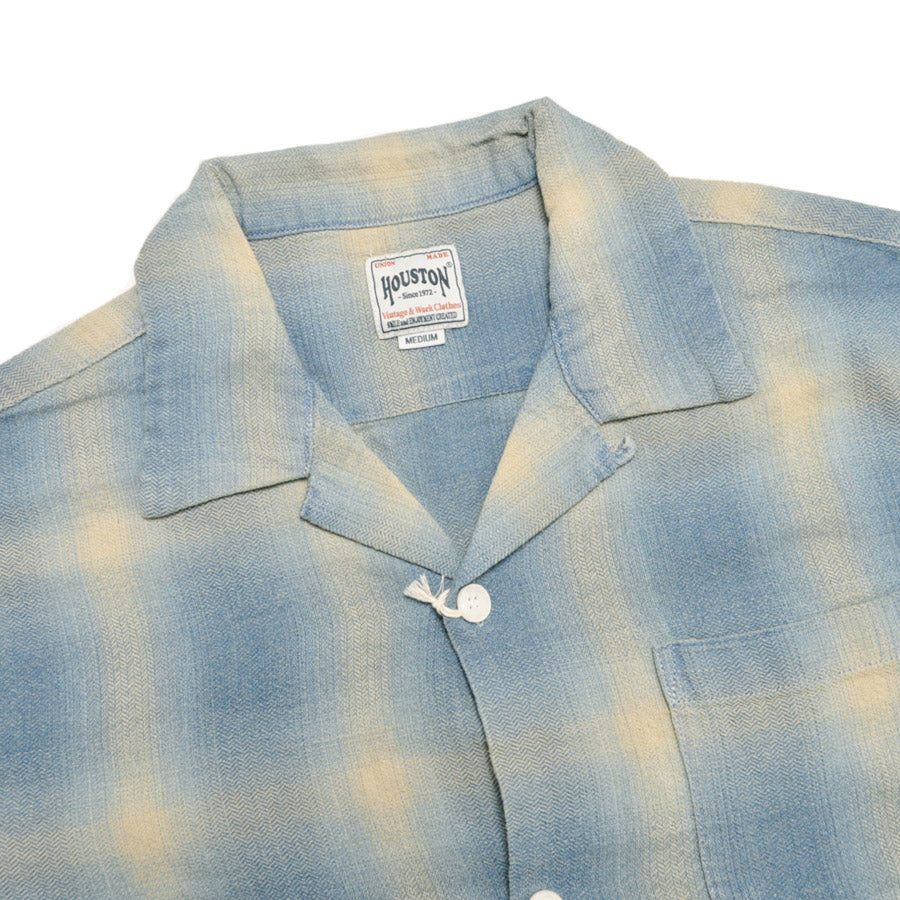HOUSTON ヒューストン シャツ 41273 INDIGO HB OMBRE CHECK S/S SHIRT インディゴヘリンボーンオンブレーチェック