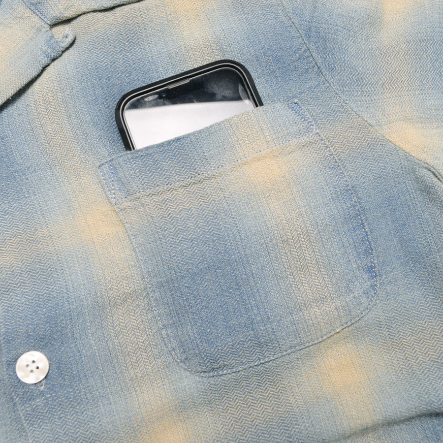 HOUSTON ヒューストン シャツ 41273 INDIGO HB OMBRE CHECK S/S SHIRT インディゴヘリンボーンオンブレーチェック