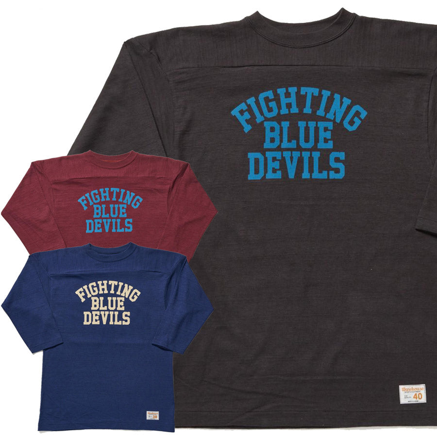 WAREHOUSE ウエアハウス Tシャツ Lot 4063 7分袖フットボールT BLUE DEVILS