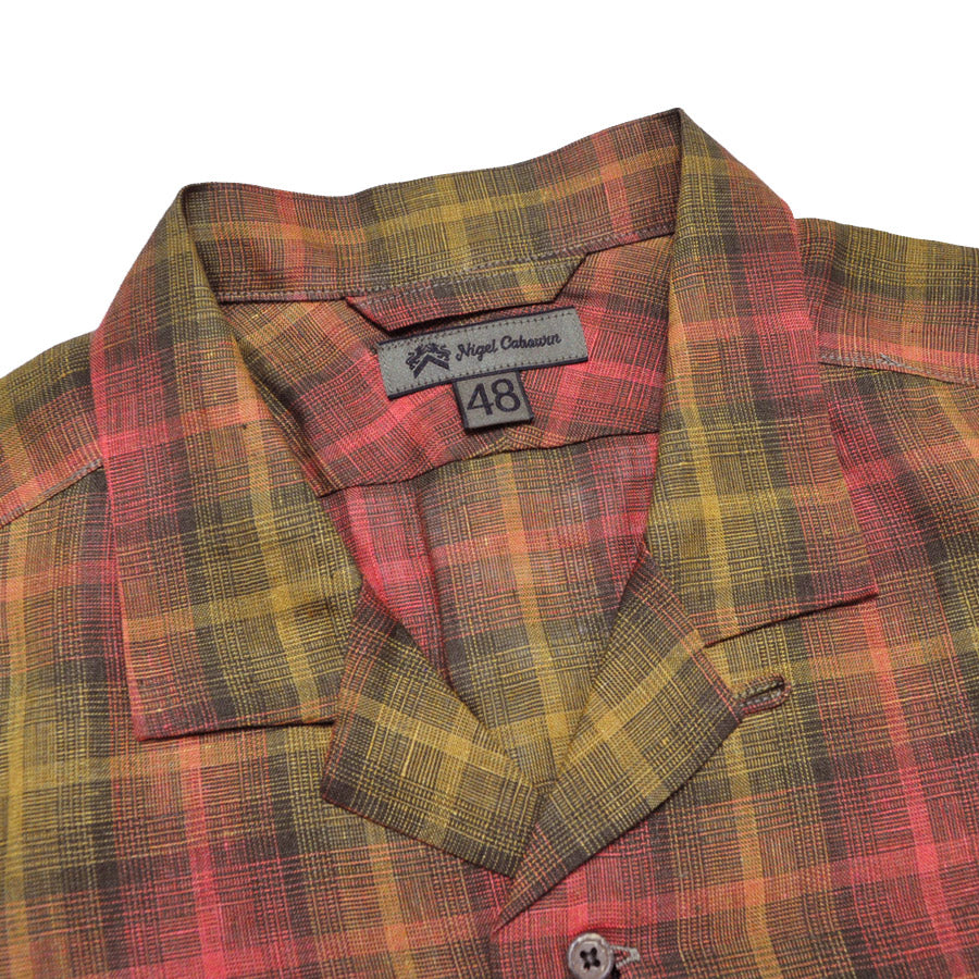NIGEL CABOURN ナイジェルケーボン シャツ オープンカラーシャツ - ヘンプチェック 80520011009 OPEN COLLAR SHIRT - HEMP CHECK