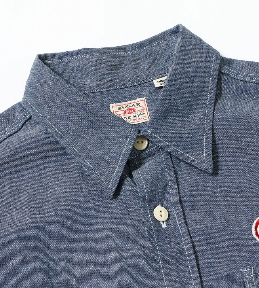 シュガーケーン SUGAR CANE シャツ SC39731 CHAMBRAY WORK SHIRT with CHAIN EMBROIDERED