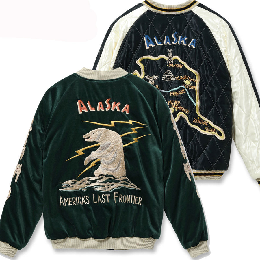 テーラー東洋 TAILOR TOYO スカジャン TT15974-145 Late 1950s Style Velveteen Souvenir Jacket POLAR BEAR × ALASKA MAP 別珍 メンズ アメカジ 北極熊 アラスカマップ